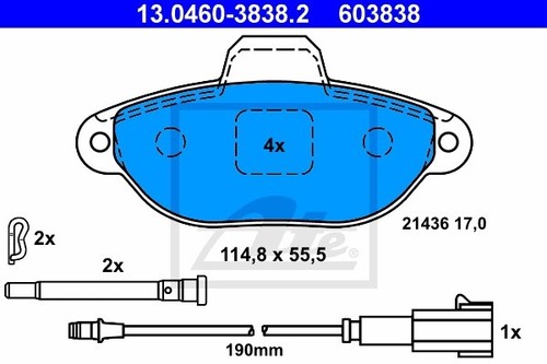 ATE Bremsbelagsatz Scheibenbremse 13.0460-3838.2 vorne für FORD KA RU8 1.2 FIAT