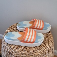 Adidas Unisex Adilette Athletic/Athleisure Print Platform Slide Sandals Size 9