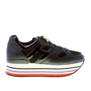 HOGAN women shoes H501 black leather sneaker patent details maxi platform |  eBay