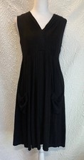 Ellen Tracy Womens Black Soft Sleeveless A-line Dress V-Neck Size 4