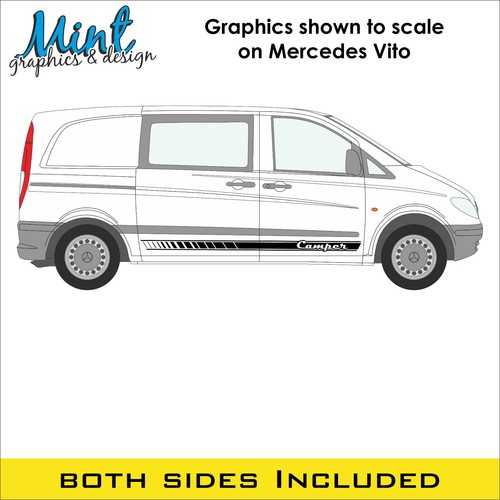 SWB MERCEDES VITO Camper Motorhome Stripes Decals Stickers Van Graphics 057 - Picture 3 of 4