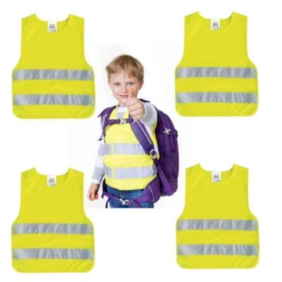 4x IWH Kinder Warnweste Reflektionsweste Sicherheitsweste Unfallweste DIN gelb
