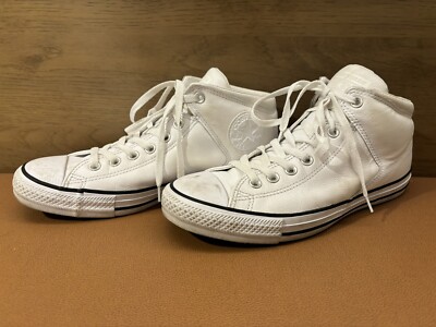 Converse Chuck Taylor All-Star Basketball White Leather Mid Top Shoes Men  - Main Image