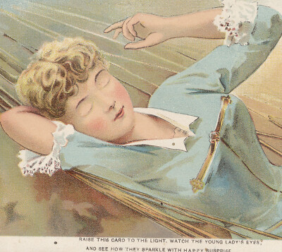 HOLD TO LIGHT~ HTL THE PURE BAKING POWDER TRADE CARD, EYES CLOSED & OPEN   K1183