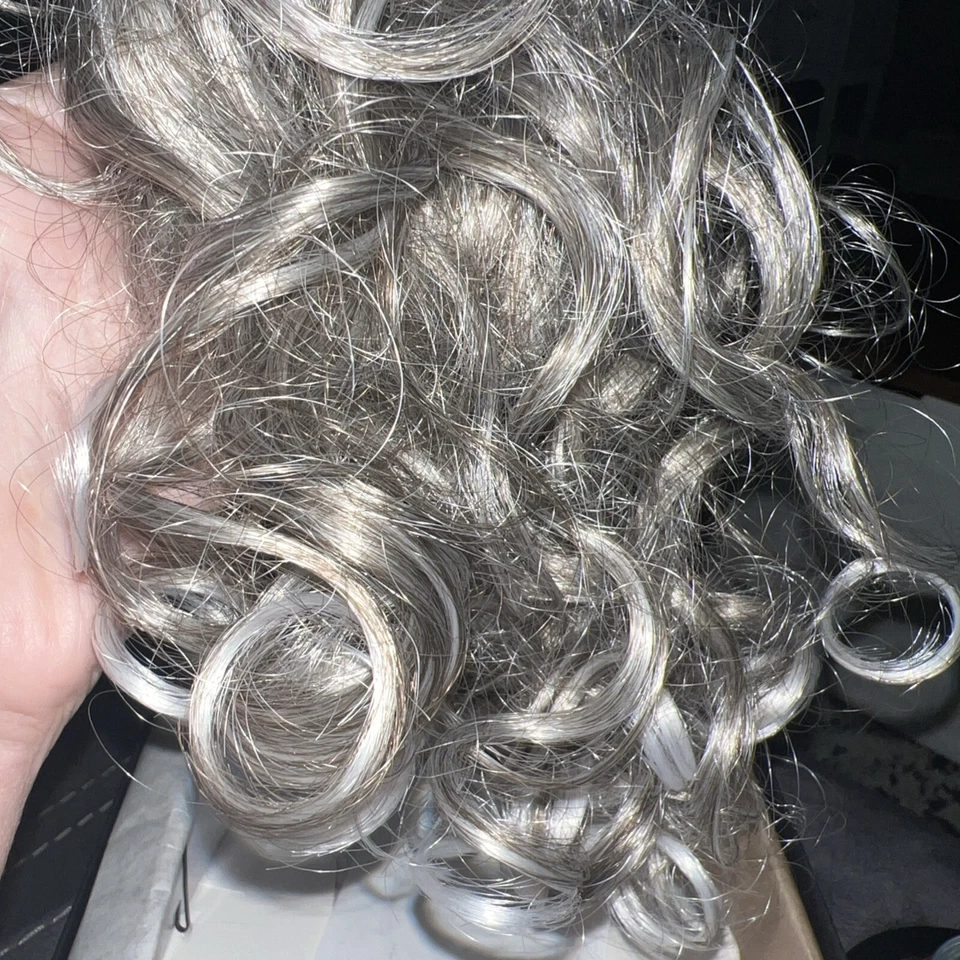 Pieza de cabello rizado TONY of BEVERLY ISLA #60 gris blanco Scrunchie Pony Foto 4 de 4