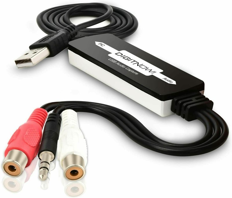 USB Audio Capture Card Grabber for Vinyl Cassette Tapes to Digital MP3 Converter