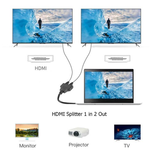 HDMI 2 Dual Port Y Splitter 1080P HDMI Male to Double Female Adapter Cable Cord - Picture 4 of 9