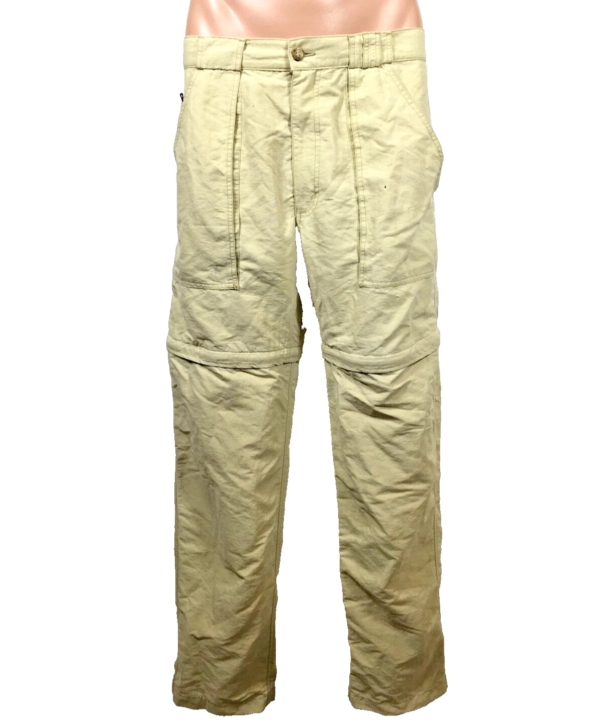 North Face Mens Cargo Pants Size M Beige Convertible To Shorts Zip Off Hiking