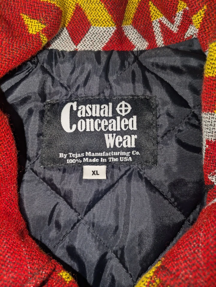 Chaqueta Chaleco de Transporte Oculto Informal De Colección Hecha en EE. UU. XL Azteca Foto 3 de 4