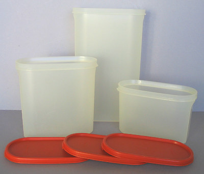Poppy Tupperware VINTAGE 3 TUPPERWARE OVAL MODULAR MATES POPPY LIDS STORAGE CEREAL DORM ...