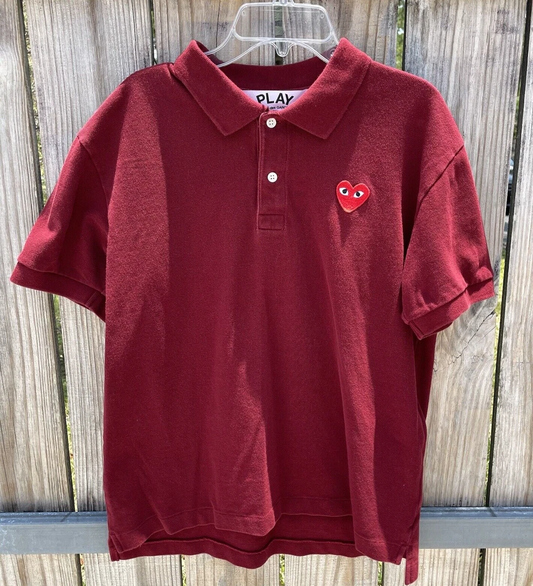 Comme des Garcons Play Red Emblem Polo Burgundy