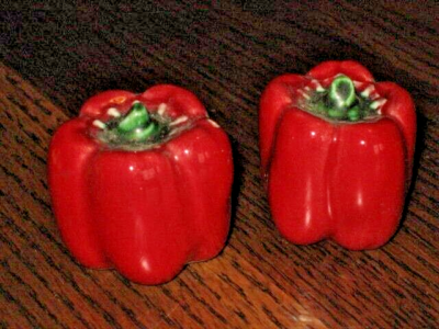 Vtg. Pair of RED Pepper Salt & Pepper Shakers Ceramic | eBay