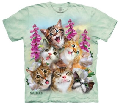 Cats Selfie Cat Foxgloves The Mountain Kittens Kitty Cute Adult T-Shirt M-3X