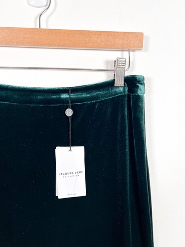 Jacques Vert Skirt 10 Green Pencil Straight Velour Lace Evening Occasion New £99 - Picture 2 of 13