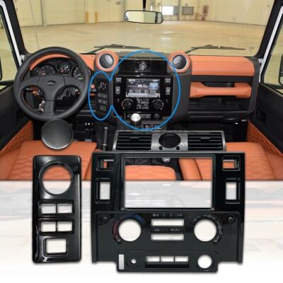 Glossy Black Double Din Dash Nav Head Unit Fascia Panel For Land Rover Defender