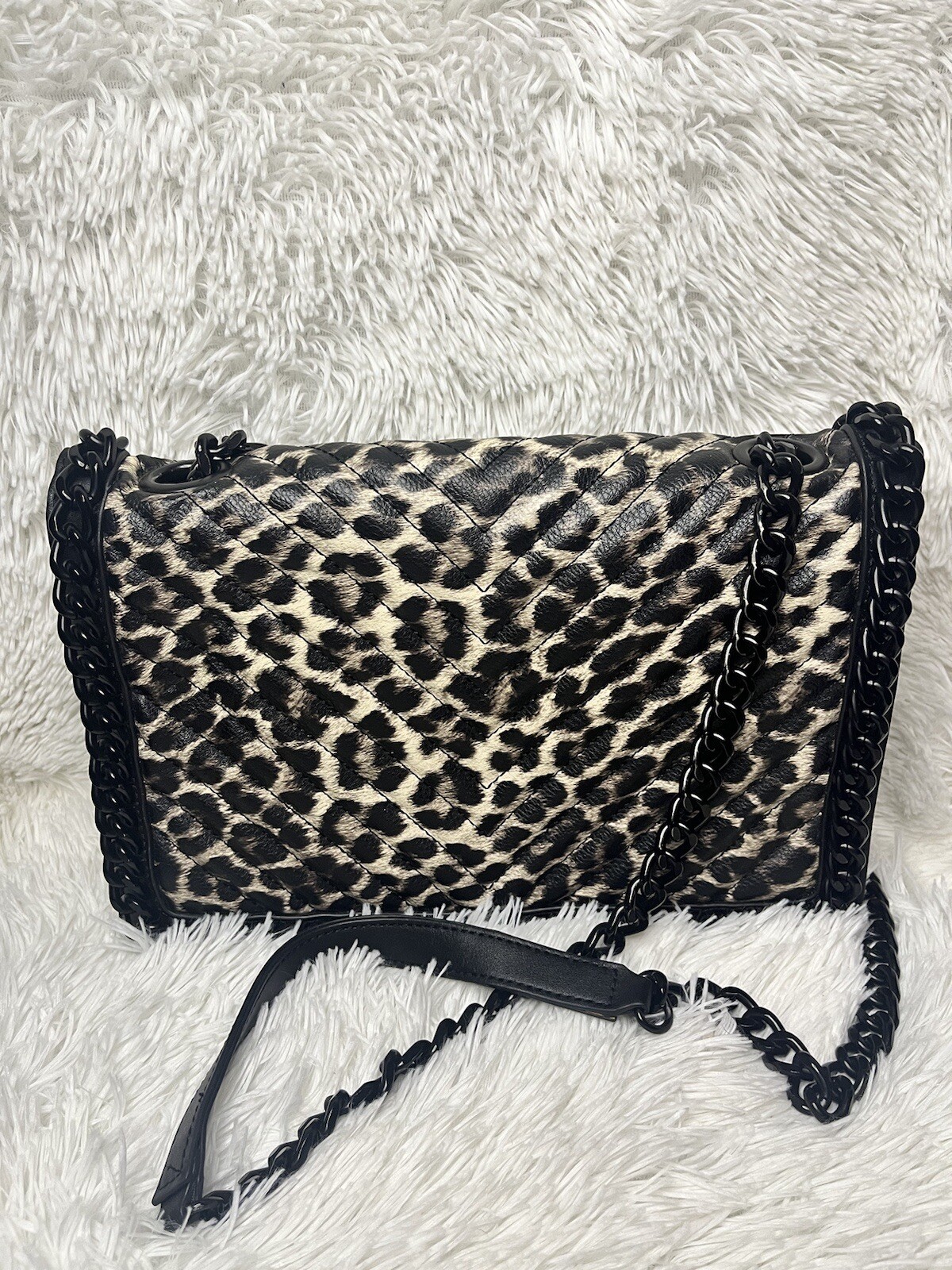 Aldo Greenwald Black with Leopard Print Crossbody Bag eBay
