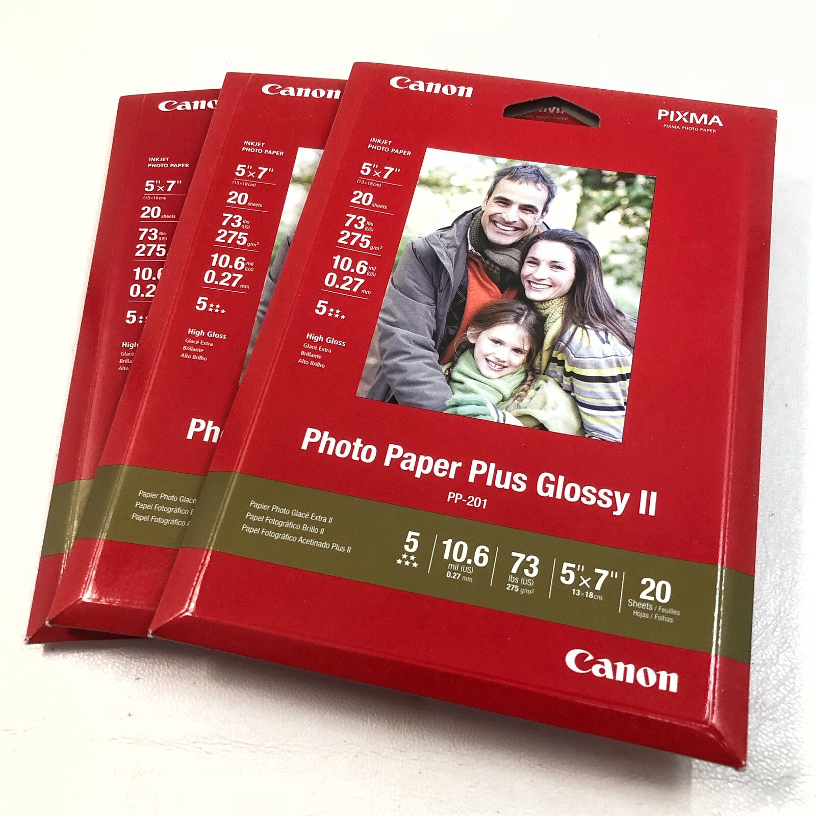 Canon Photo Paper Plus Glossy II Pixma 5"x7", 3 Packs, 20 Sheets Each