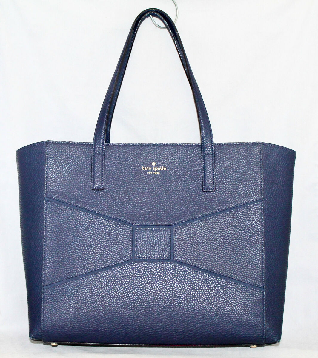 KATE SPADE Navy Blue Leather Bridge Street Bow Bag Tote KATE SPADE Navy Blue Leather Bridge Street Bow Bag Tote