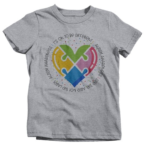 Kids Autism Awareness T Shirt Be Different Puzzle Heart Autism Shirt See Able TS - Picture 15 of 16