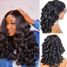 20 Inch Bouncy Curly Human Hair Wigs 13x4 Lace Frontal Loose Wave Lace Front Wig