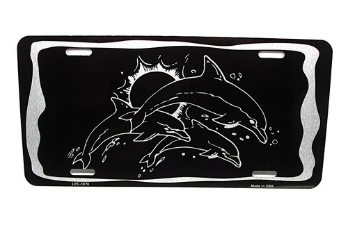 DOLPHINS BLACK BRUSHED Metal Novelty Car license Plate Auto Tag - 第 11/15 張圖片