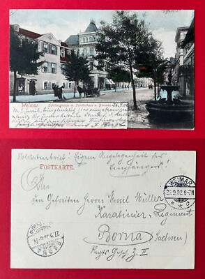 AK WEIMAR in Thüringen 1902 Blick in die Schillerstrasse Pferdefuhrwerk ( 147689