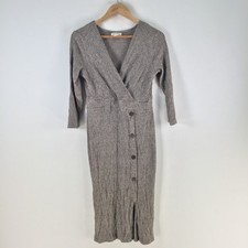 Monteau los angeles dress womens size L aus 12 bodycon grey 3/4 sleeve 116468