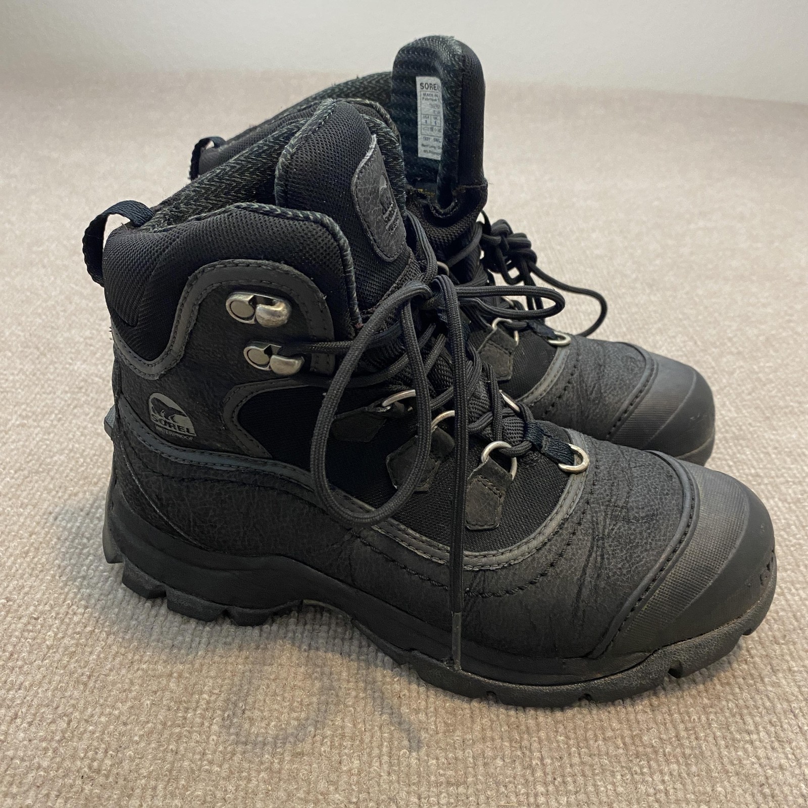 Sorel Timberwolf Boots Womens Size 8 Black Waterproof Ankle Lace Up NL1487-011