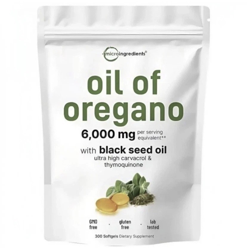 2 in 1 Oil of Oregano & Black Seed Softgels Count,Immune Support,with Carvacrol