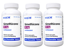 Major Simethicone Gas Relief 80 mg 100 Chewable Tablets Pack of 3