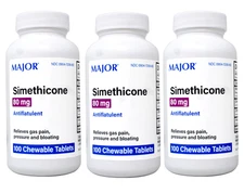 Major Simethicone Gas Relief 80 mg 100 Chewable Tablets Pack of 3