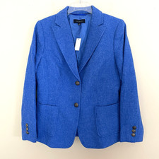 Talbots Blue Shetland Wool Blend Jacket Blazer 10 Office Business Casual NWT