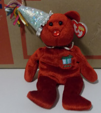TY Beanie Baby - JULY the Teddy Birthday Bear w/ hat  9.5 inch - MWMTs