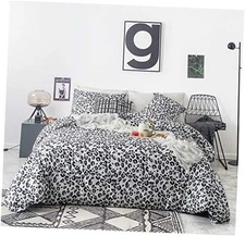  Black Leopard Duvet Cover 100% Cotton 3 Pieces Set 1 Grey King White Leopard