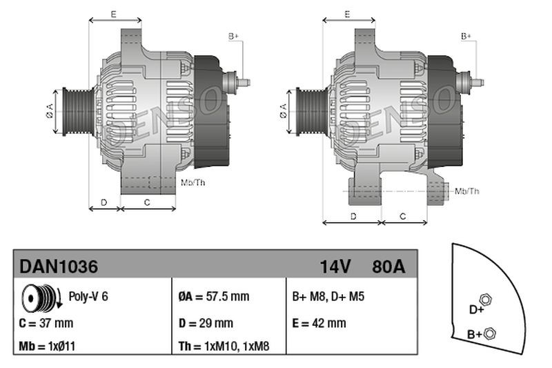 Denso Alternator DAN1036