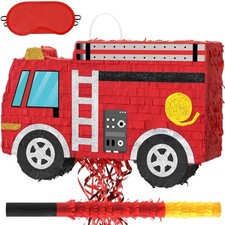 Feuerwehrauto Piñata, Geburtstag Deko, Kinderparty, Feuerwehr, Auto, Rot, 42 cm