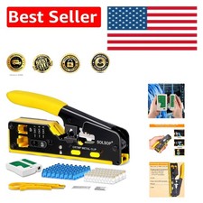Ergonomic RJ45 Crimping Tool Kit with 50 Cat6 Connectors for Accurate Networking