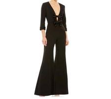 Mac Duggal Long Sleeve Bowdetail Wide Leg Jumpsuit Size 6