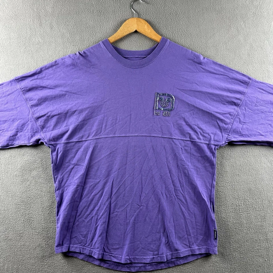 Camiseta Walt Disney Parks Spirit Adulto Pequeña Púrpura Estampado Puff Brillo Mickey Usada en Excelente Condición Foto 3 de 4