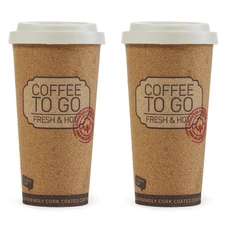 Life Story Corky Cup Reusable 16 oz Insulated Travel Mug Coffee Thermos (2 Pack)