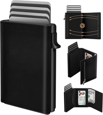 BESUCHE DEN DWNKOVE-STORE Kartenetui Herren, Slim Wallet Mit Magnetverschluss Und Münzfach, Pop-Up Smart