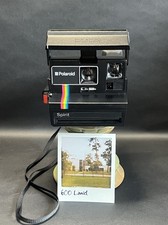 Vintage Polaroid Spirit 600 Land Instant Camera Rainbow Stripe Strap Tested