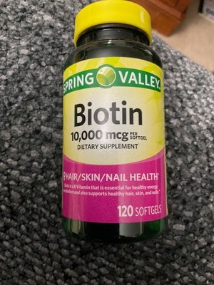 Spring Valley Biotin 1000 mcg Softgels, Hair Skin & Nails Support, 120
