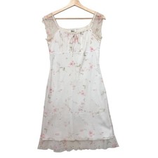 Abito Taboo Vintage Floreale Maglia Sovrapposizione Rosa Bianco Busto Increspato Y2K Medium