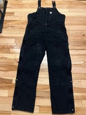 Carhartt Bibs Quilt Lined Overalls Double Knee Black Women's Size XL 16/18
