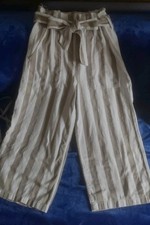 Pantaloni Topshop S 10 Jason a righe gamba larga - beige bianchi usati in ottime condizioni 