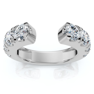 Offener Schutzring Ehering 2 kt lyrischer Diamant 14 kt Gold oder Platin im Labor gezüchtet