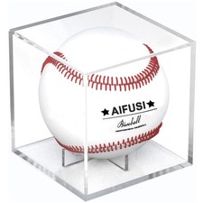 Baseball Display Case, UV Protected Acrylic Cube Baseball Holder Square Clear...