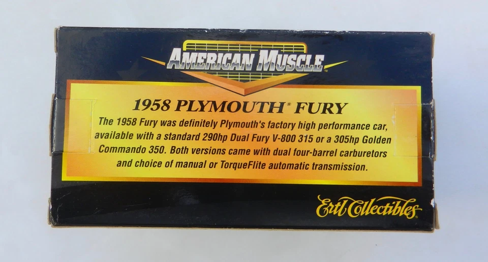 Ertl TAN 1958 PLYMOUTH FURY Die Cast Car 1:64 Scale AMERICAN MUSCLE  in Box - Image 3 of 3