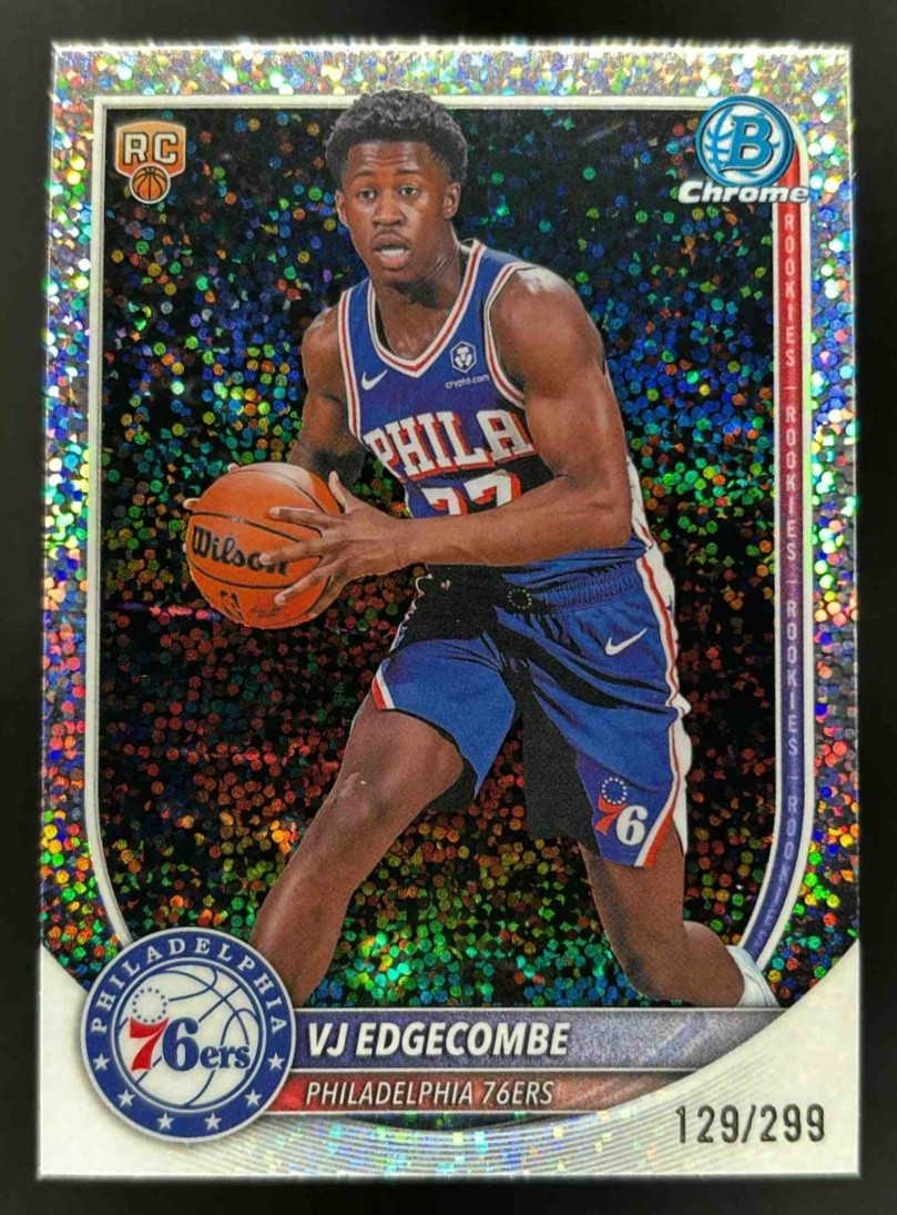 2025-26 Bowman VJ Edgecombe Chrome Speckle Refractor /299 #BCV-3 76ers